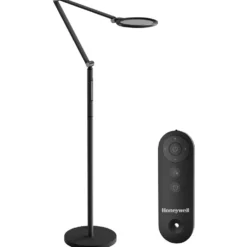Honeywell Adjustable Modern Floor Lamp with Remote and Eye Protection, 2700k-5700k Color Temperature and 5 Brightness Levels, Black - HWL-F01BK