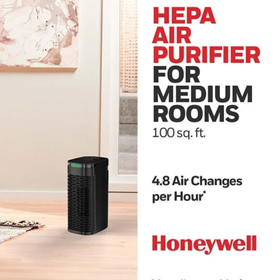 Honeywell Allergen Plus HEPA Tower Small Air Purifier - Black, HPA080B