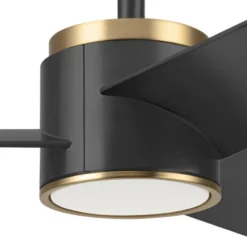 Honeywell Altan Indoor or Covered Outdoor Ceiling Fan with Adjustable LED Light, 52-Inch, Matte Black and Brushed Gold - 53056-03