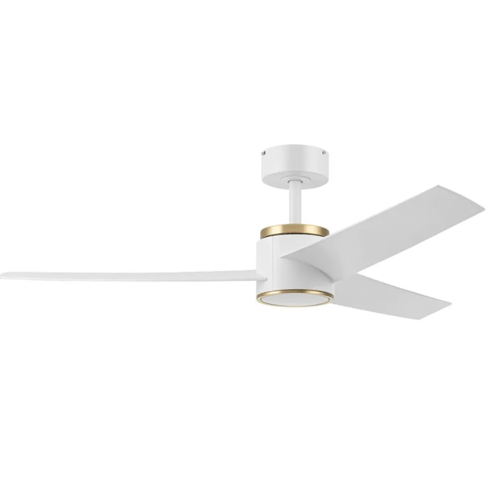 Honeywell Altan Indoor or Covered Outdoor Ceiling Fan with Adjustable LED Light, 52-Inch, White and Brushed Gold - 53057-03