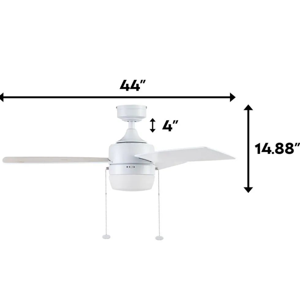 Honeywell Barcadero 3-Blade Ceiling Fan with Light, Bright White, 44-Inch - 51475