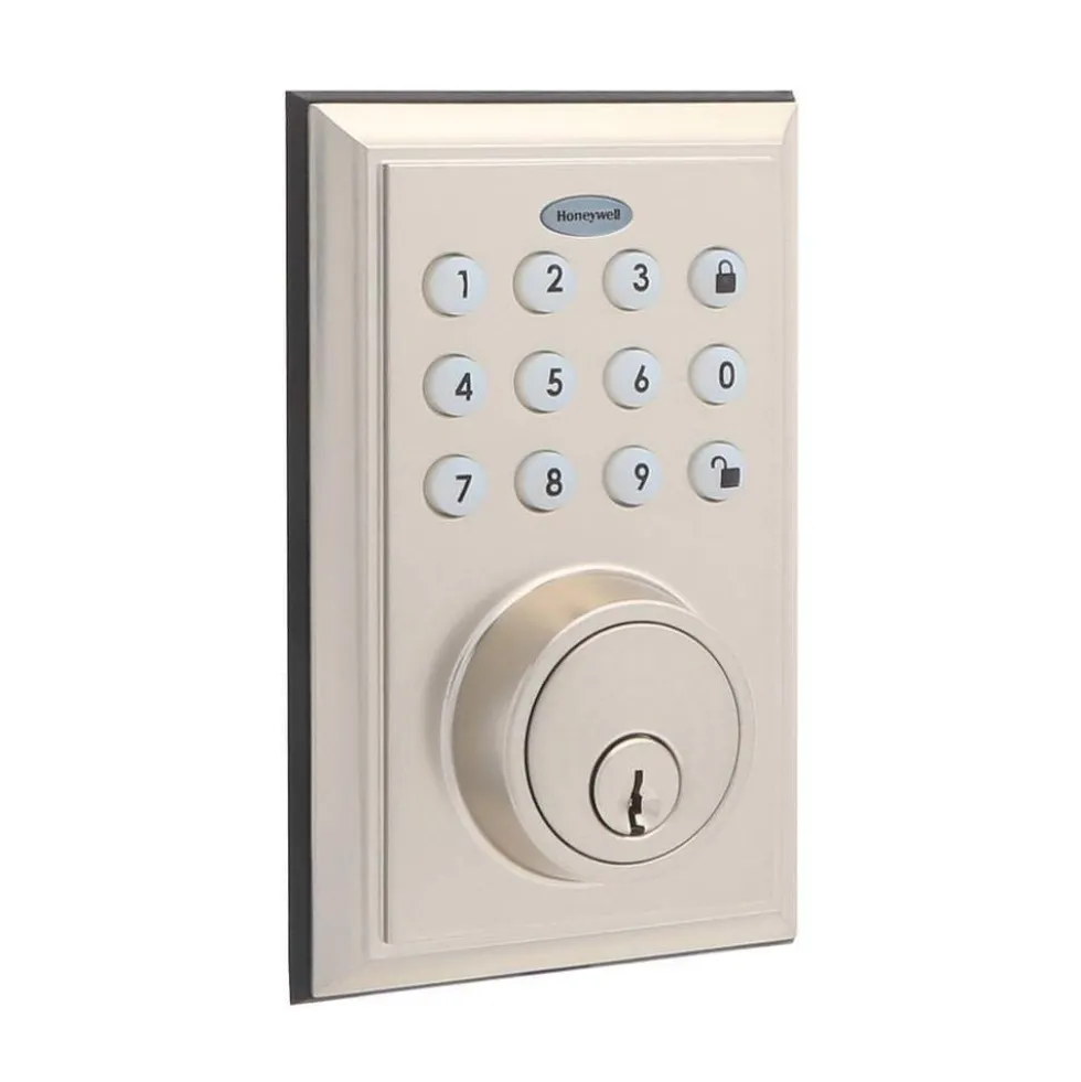 Honeywell Bluetooth Enabled Digital Deadbolt Door Lock With Keypad, Satin Nickel, 8812309S