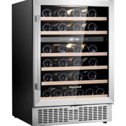 Honeywell 46 Bottle Dual Zone Compressor Wine Fridge with Touch Digital Temperature Control, Stainless Steel - H46WCS