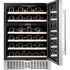 Honeywell 46 Bottle Dual Zone Compressor Wine Fridge with Touch Digital Temperature Control, Stainless Steel - H46WCS