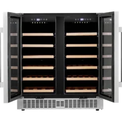 Honeywell 56 Bottle Dual Zone Compressor Wine Cooler Refrigerator, with Digital Wine Fridge Temperature Control, Stainless Steel - H56WCS