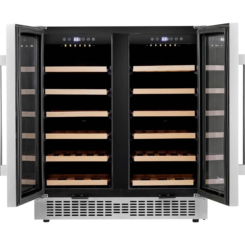 Honeywell 56 Bottle Dual Zone Compressor Wine Cooler Refrigerator, with Digital Wine Fridge Temperature Control, Stainless Steel - H56WCS