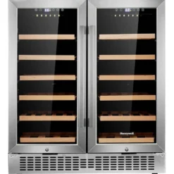 Honeywell 56 Bottle Dual Zone Compressor Wine Cooler Refrigerator, with Digital Wine Fridge Temperature Control, Stainless Steel - H56WCS