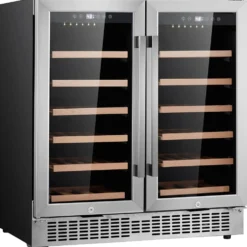 Honeywell 56 Bottle Dual Zone Compressor Wine Cooler Refrigerator, with Digital Wine Fridge Temperature Control, Stainless Steel - H56WCS