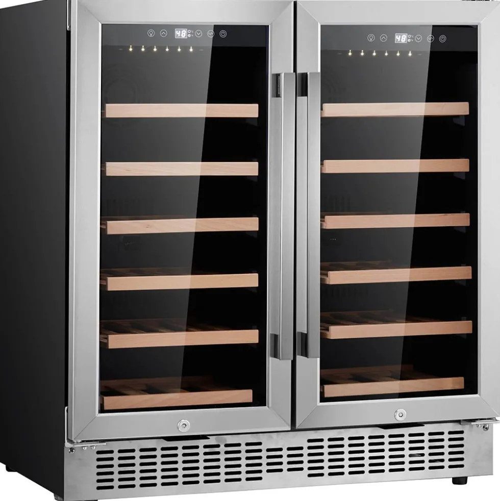 Honeywell 56 Bottle Dual Zone Compressor Wine Cooler Refrigerator, with Digital Wine Fridge Temperature Control, Stainless Steel - H56WCS