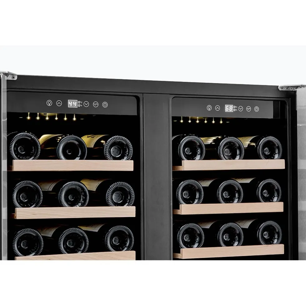 Honeywell 56 Bottle Dual Zone Compressor Wine Cooler Refrigerator, with Digital Wine Fridge Temperature Control, Stainless Steel - H56WCS