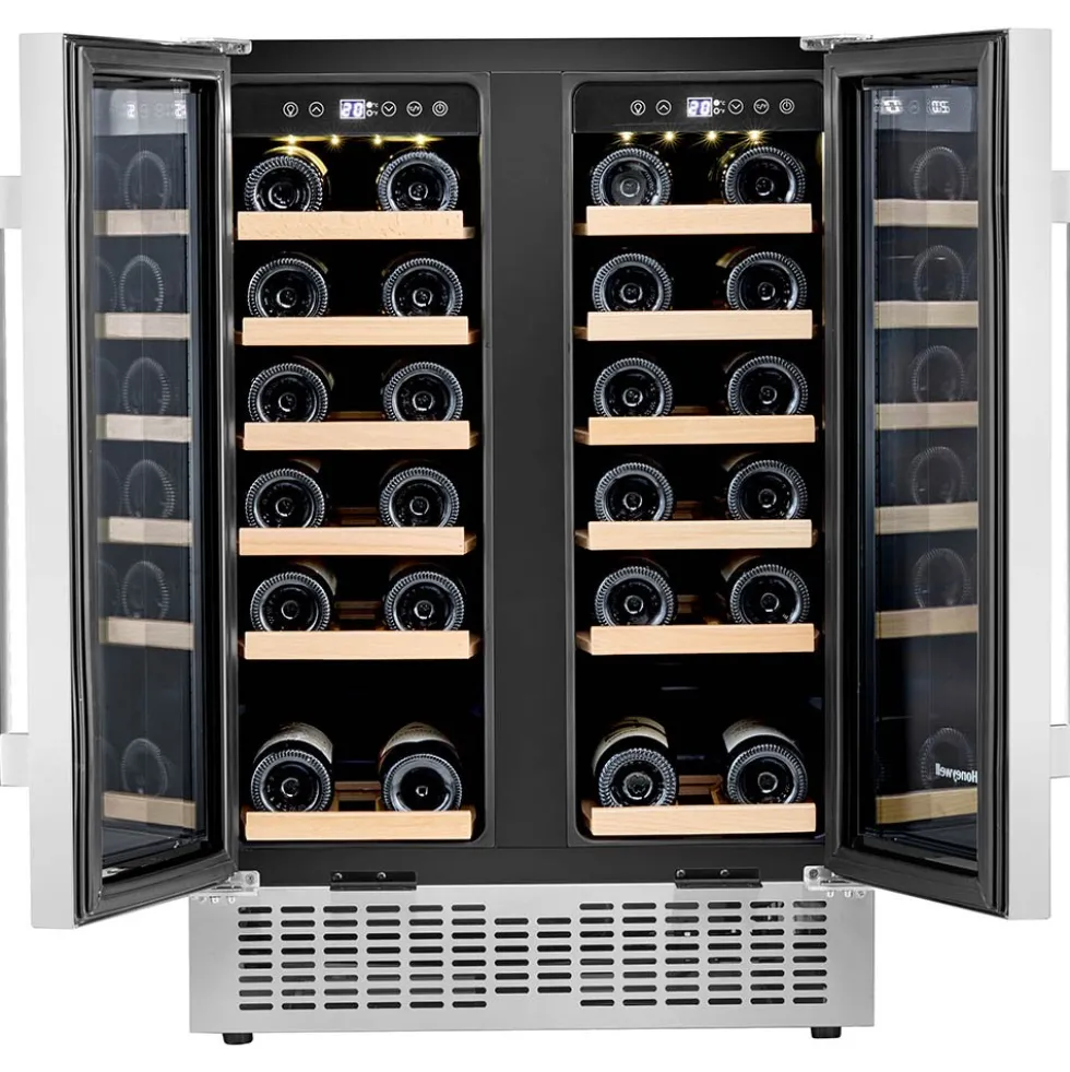 Honeywell 36 Bottle Dual Zone Under Counter Wine Cooler Fridge with Digital Temperature Control, Stainless Steel - H36WCS