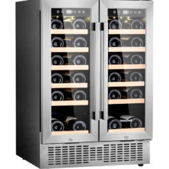 Honeywell 36 Bottle Dual Zone Under Counter Wine Cooler Fridge with Digital Temperature Control, Stainless Steel - H36WCS