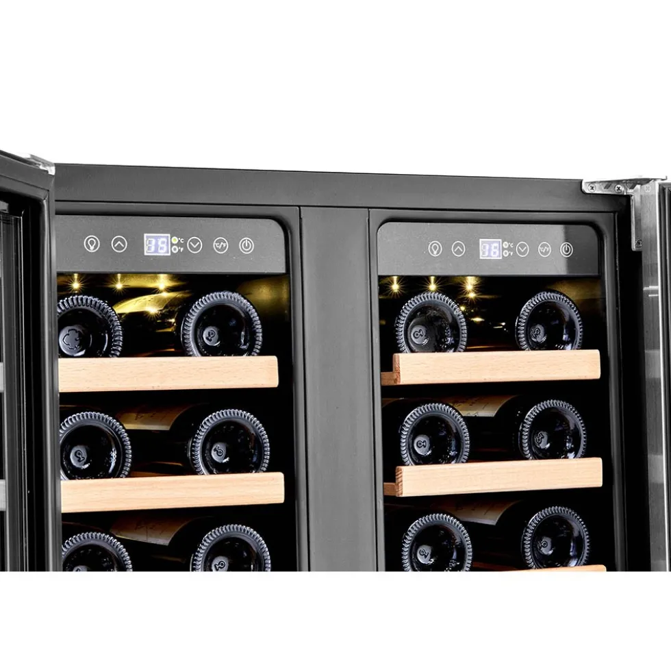 Honeywell 36 Bottle Dual Zone Under Counter Wine Cooler Fridge with Digital Temperature Control, Stainless Steel - H36WCS