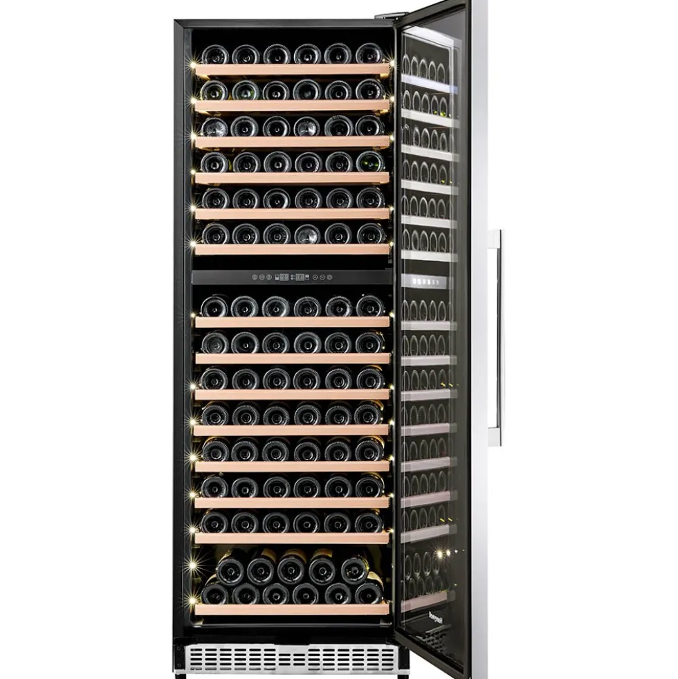 Honeywell 154 Bottle Large Dual Zone Wine Cooler Fridge with Digital Temperature Control, Stainless Steel - H154WCS
