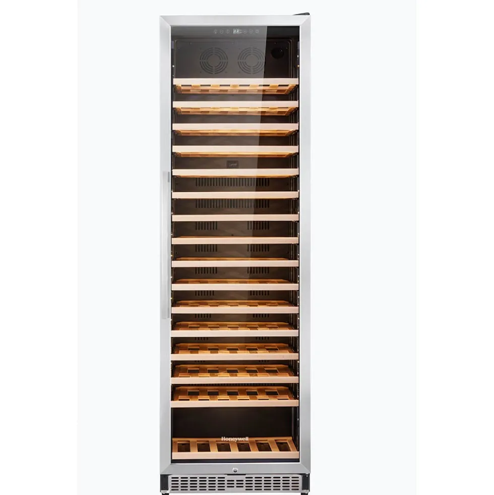 Honeywell 186 Bottle Large Freestanding Compressor Wine Cooler Fridge with Digital Temperature Control, Stainless Steel - H186WCS