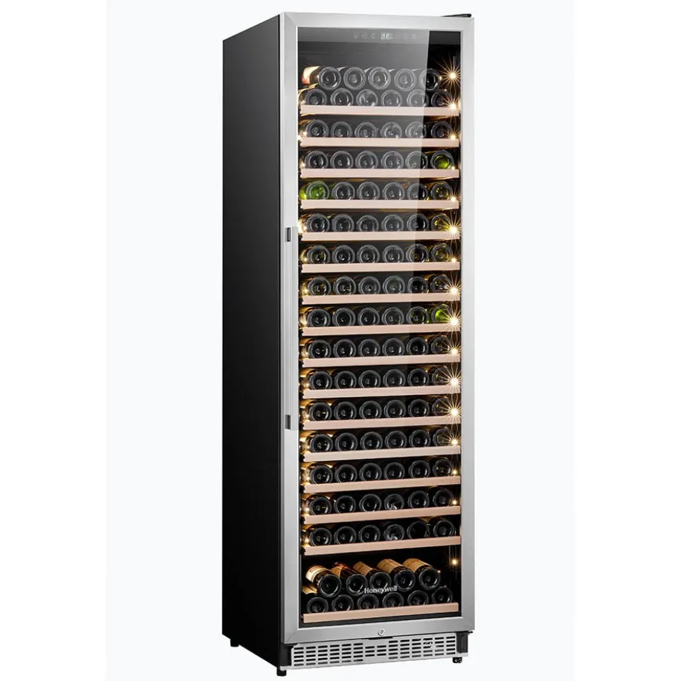 Honeywell 186 Bottle Large Freestanding Compressor Wine Cooler Fridge with Digital Temperature Control, Stainless Steel - H186WCS