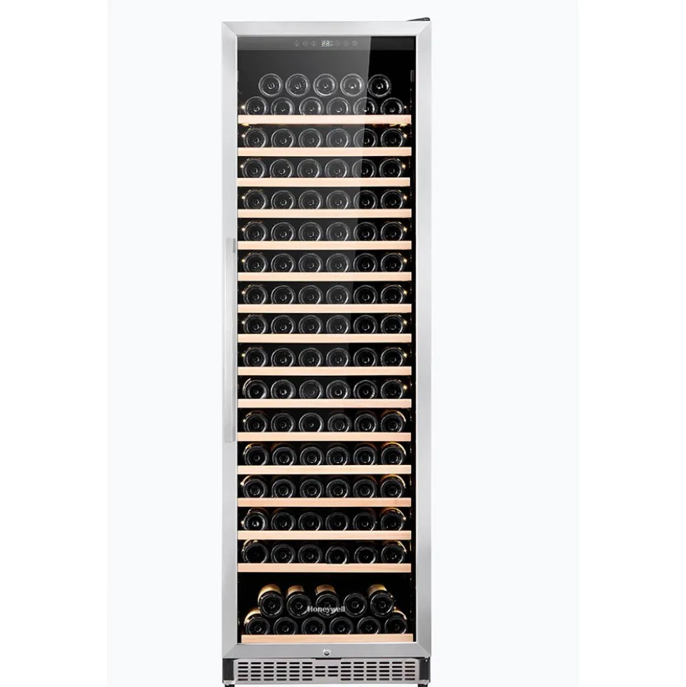 Honeywell 186 Bottle Large Freestanding Compressor Wine Cooler Fridge with Digital Temperature Control, Stainless Steel - H186WCS