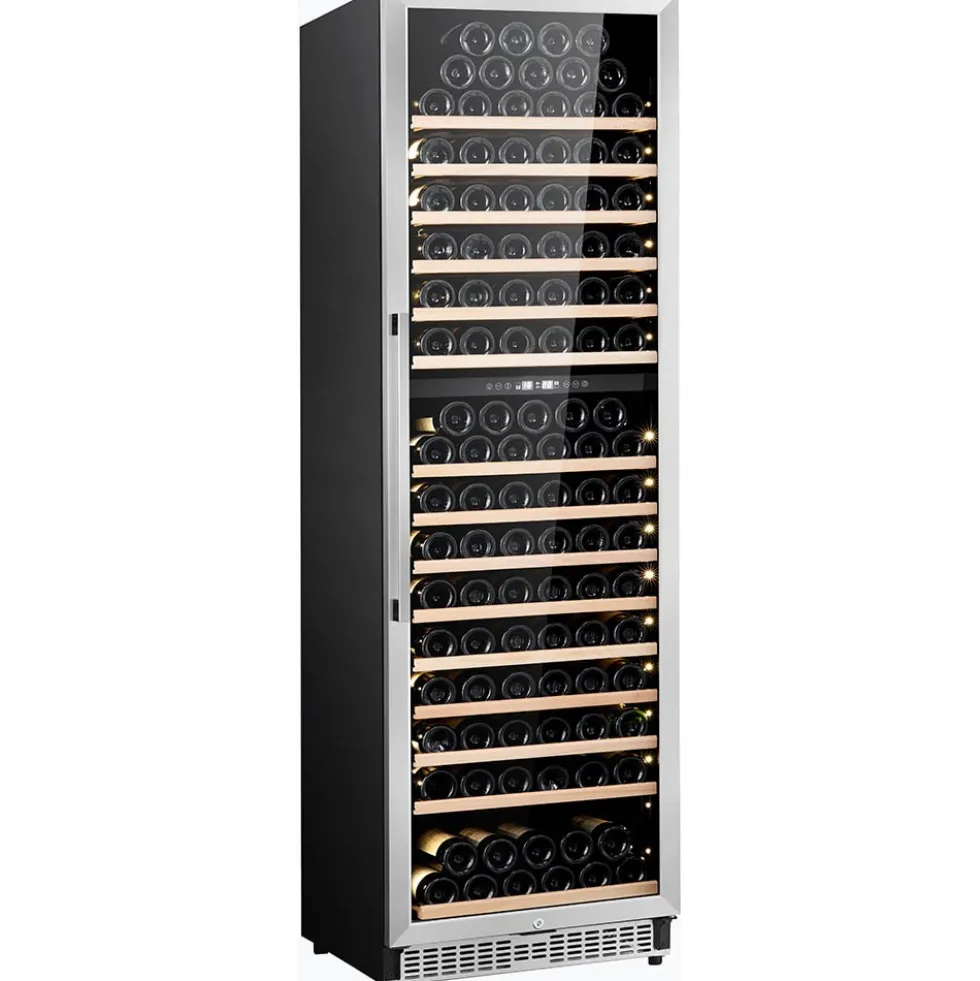 Honeywell 174 Bottle Large Freestanding Dual Zone Compressor Wine Cooler Refrigerator with Touch Controls, Stainless Steel - H174WCS