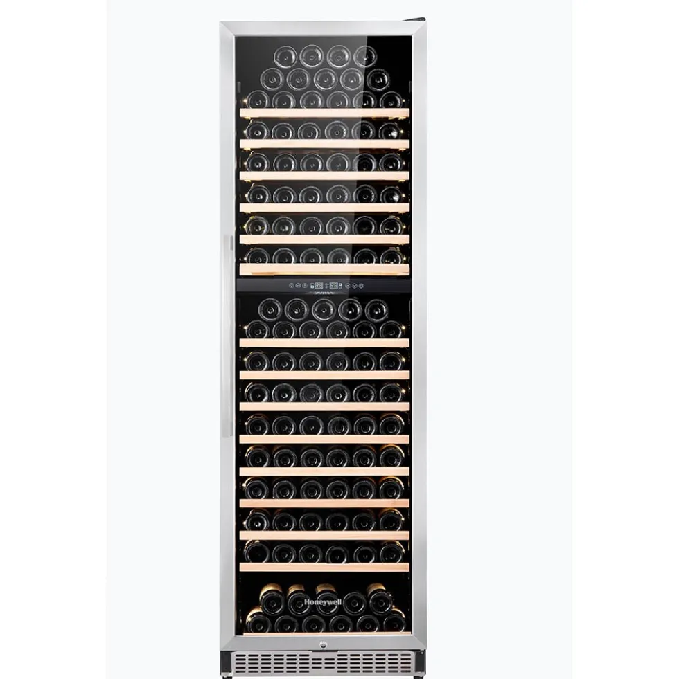 Honeywell 174 Bottle Large Freestanding Dual Zone Compressor Wine Cooler Refrigerator with Touch Controls, Stainless Steel - H174WCS