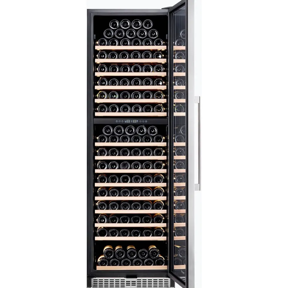 Honeywell 174 Bottle Large Freestanding Dual Zone Compressor Wine Cooler Refrigerator with Touch Controls, Stainless Steel - H174WCS