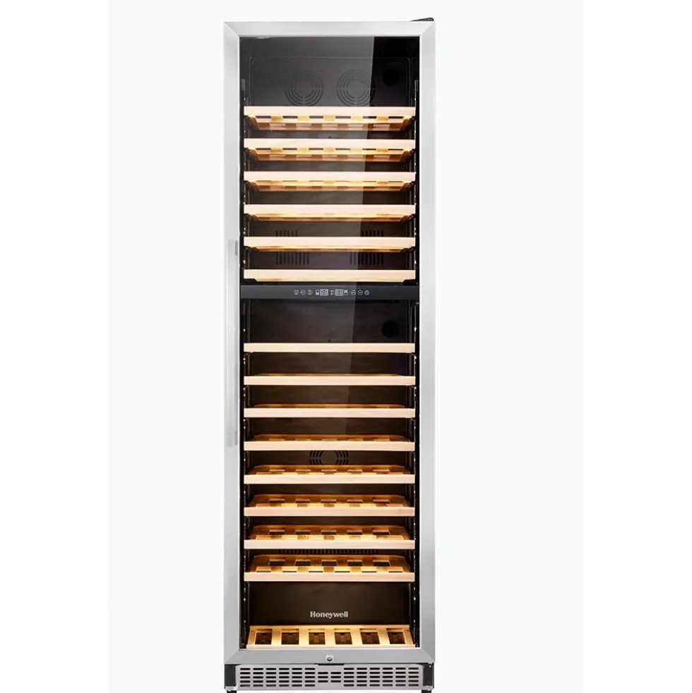 Honeywell 174 Bottle Large Freestanding Dual Zone Compressor Wine Cooler Refrigerator with Touch Controls, Stainless Steel - H174WCS