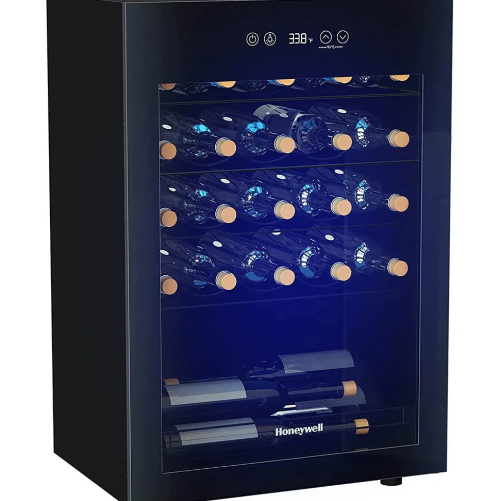 Honeywell 24 Bottle Small Wine Fridge with Digital Thermostat, Black - H24WCB