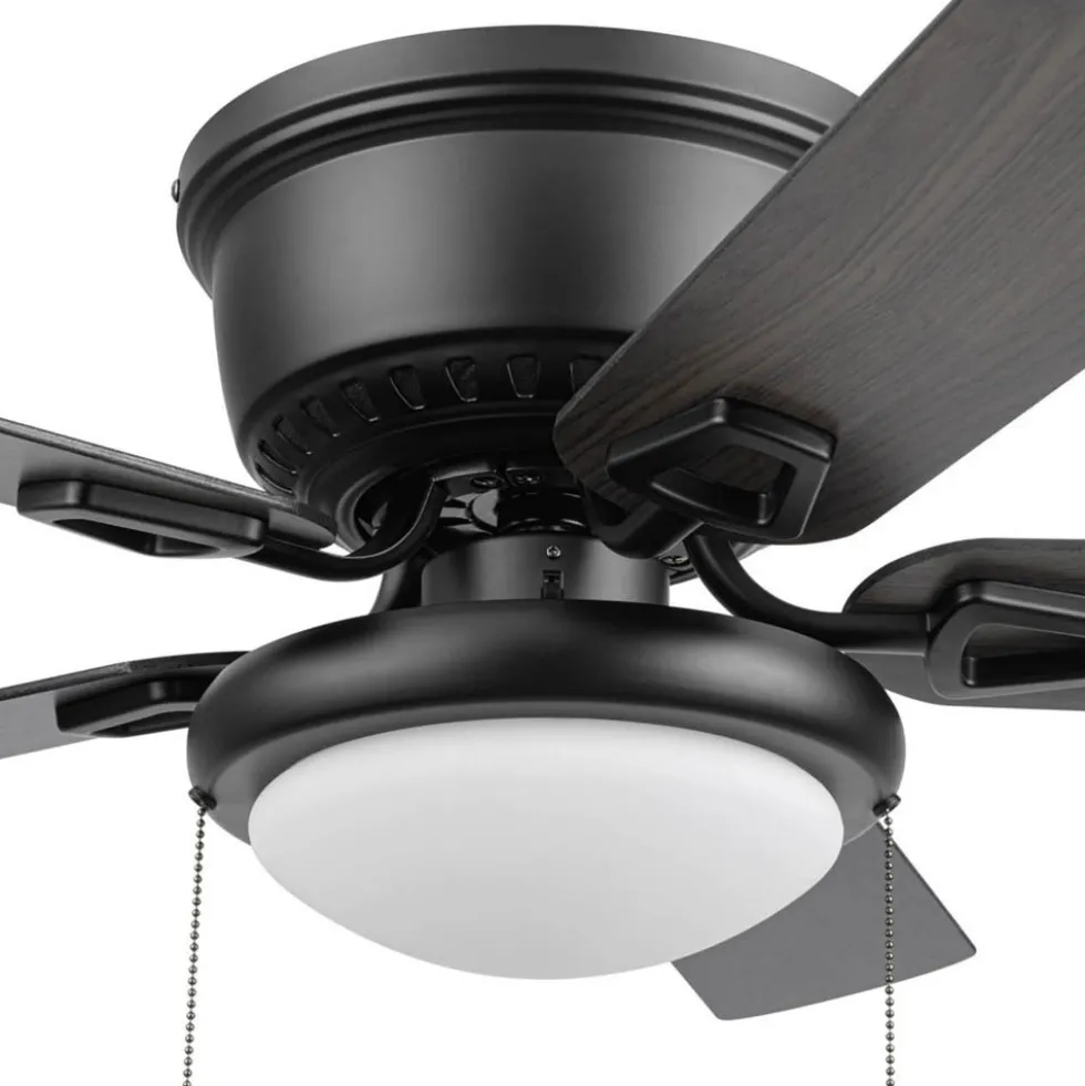 Honeywell Braystone 42 Inch Indoor Matte Black Ceiling Fan with Light & Pull Chain - 53043