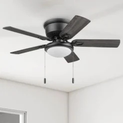Honeywell Braystone 42 Inch Indoor Matte Black Ceiling Fan with Light & Pull Chain - 53043