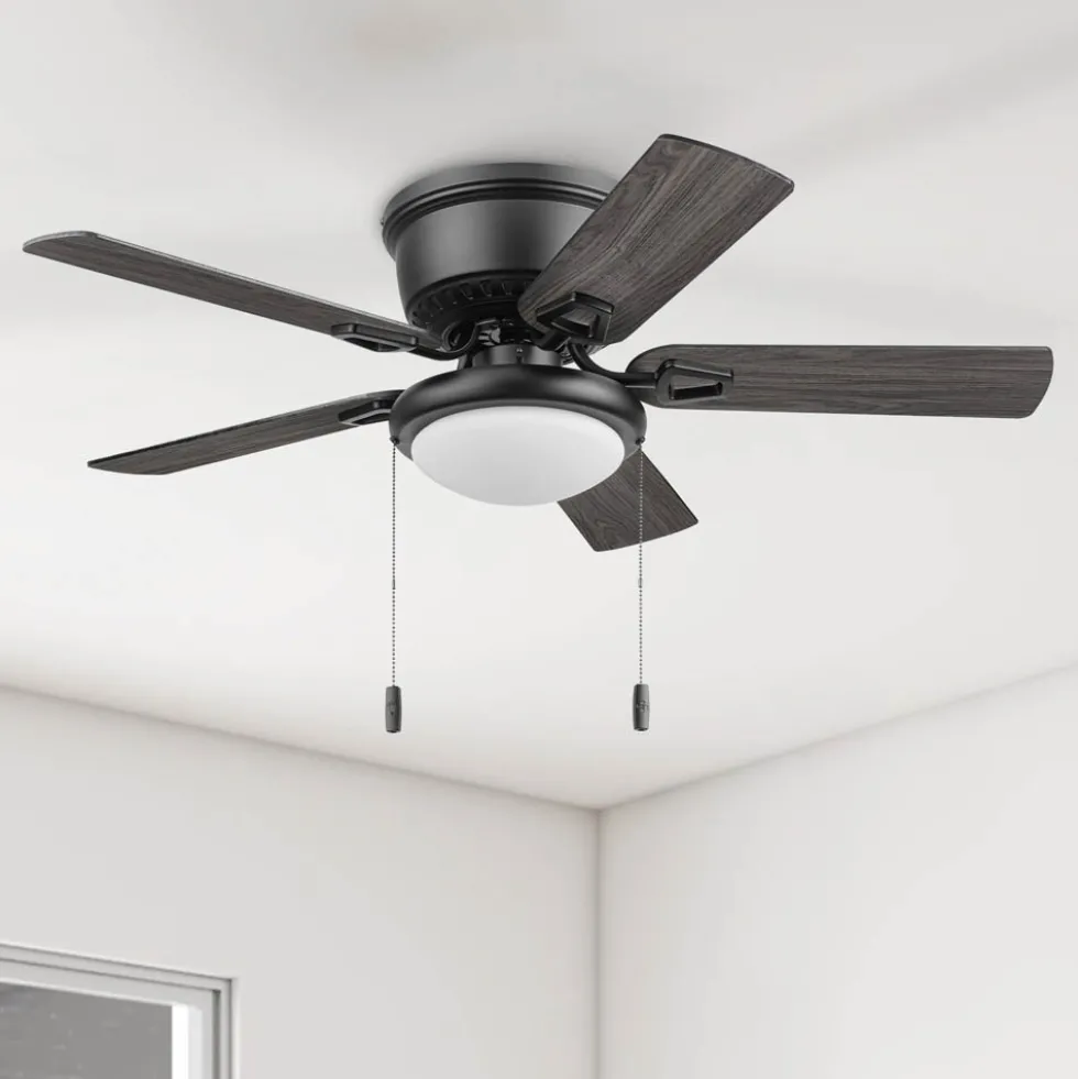 Honeywell Braystone 42 Inch Indoor Matte Black Ceiling Fan with Light & Pull Chain - 53043
