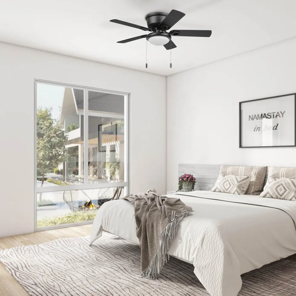 Honeywell Braystone 42 Inch Indoor Matte Black Ceiling Fan with Light & Pull Chain - 53043