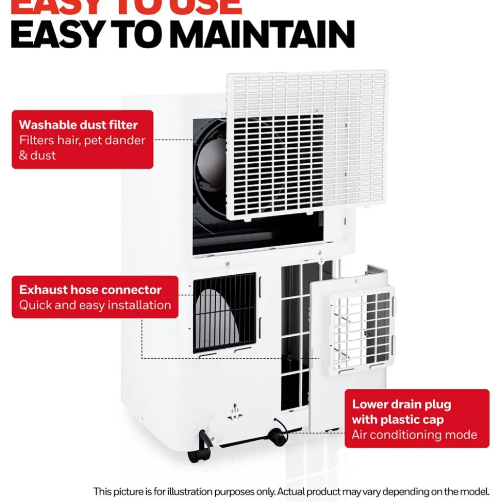 Honeywell 14,500 BTU Dual Hose Portable Air Conditioner with Dehumidifier and Fan, White, HW4CEDAWW0