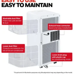 Honeywell 8,000 BTU Slim Portable Air Conditioner with Fan and Dehumidifier, HX2CESAWG8