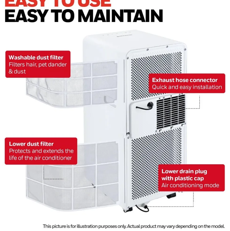 Honeywell 10,000 BTU Slim Portable Air Conditioner with Fan and Dehumidifier, HX4CESAWG0