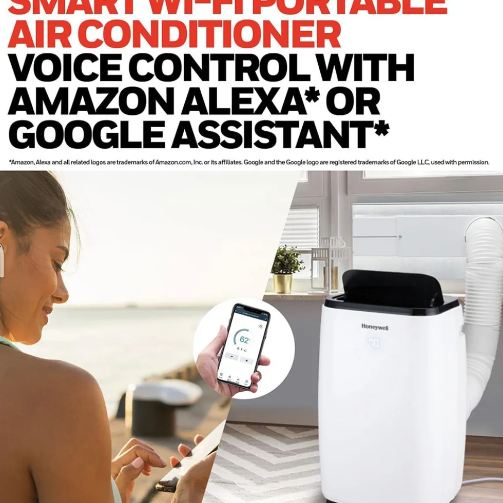 Honeywell 14,000 BTU Smart Portable Air Conditioner, Fan and Dehumidifier with WiFi and Google/Alexa Voice Control, HT4CESVWK0