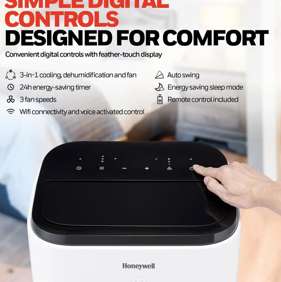 Honeywell 14,000 BTU Smart Portable Air Conditioner, Fan and Dehumidifier with WiFi and Google/Alexa Voice Control, HT4CESVWK0