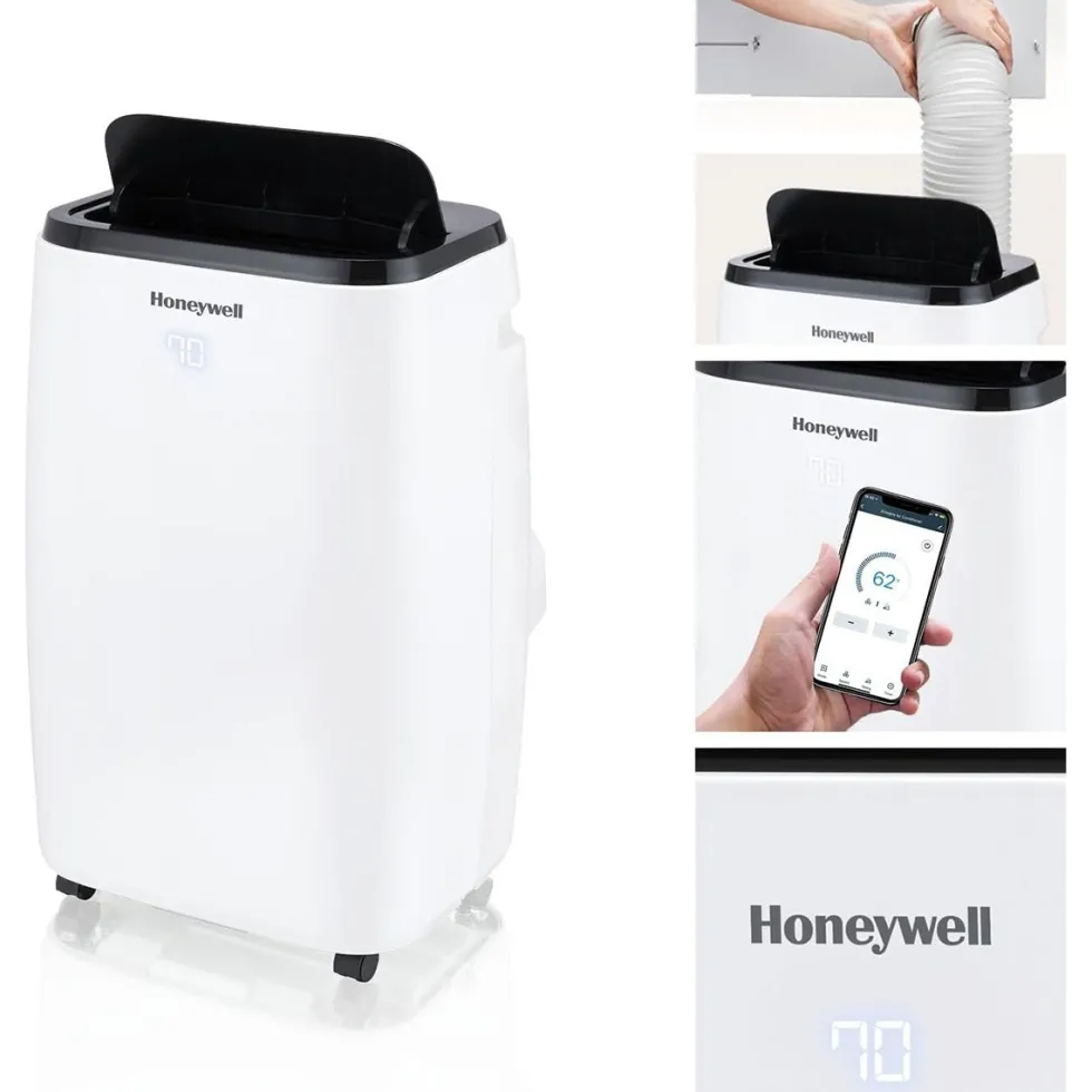 Honeywell 14,000 BTU Smart Portable Air Conditioner, Fan and Dehumidifier with WiFi and Google/Alexa Voice Control, HT4CESVWK0