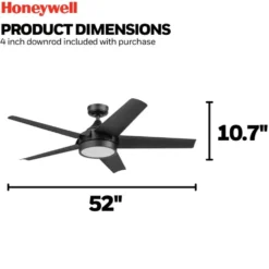 Honeywell Byard 52 inch Outdoor Ceiling Fan with Color Changing Light, Remote and Five Dual Finish Blades - 53004