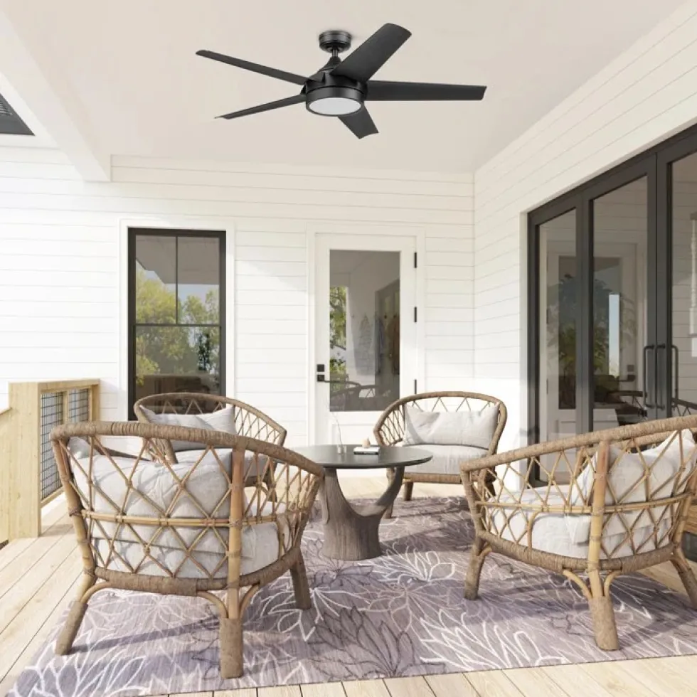 Honeywell Byard 52 inch Outdoor Ceiling Fan with Color Changing Light, Remote and Five Dual Finish Blades - 53004