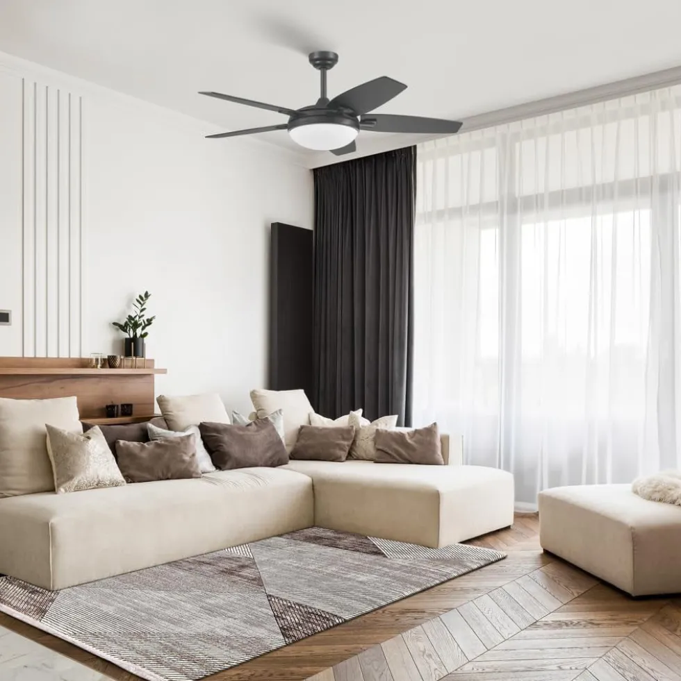 Honeywell Carmel 48 inch Matte Black Indoor Ceiling Fan with Light and Remote - 51912
