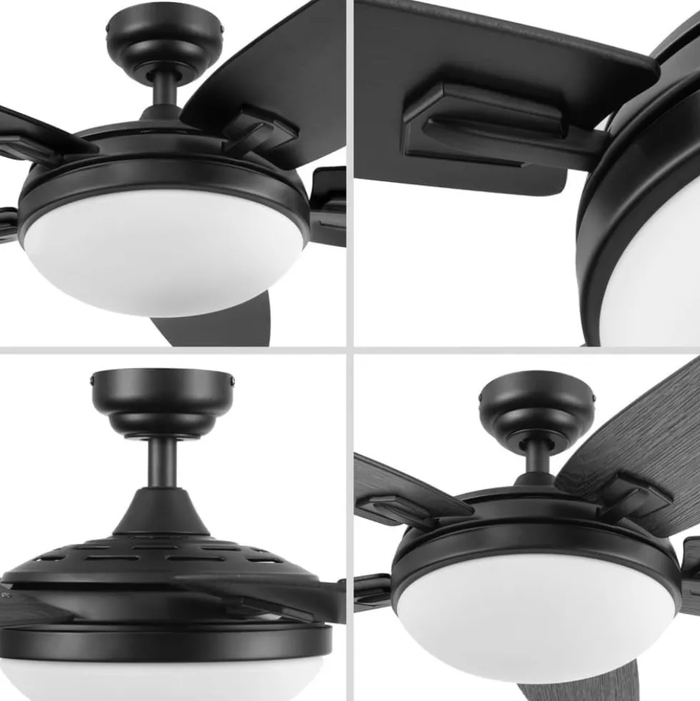 Honeywell Carmel 48 inch Matte Black Indoor Ceiling Fan with Light and Remote - 51912
