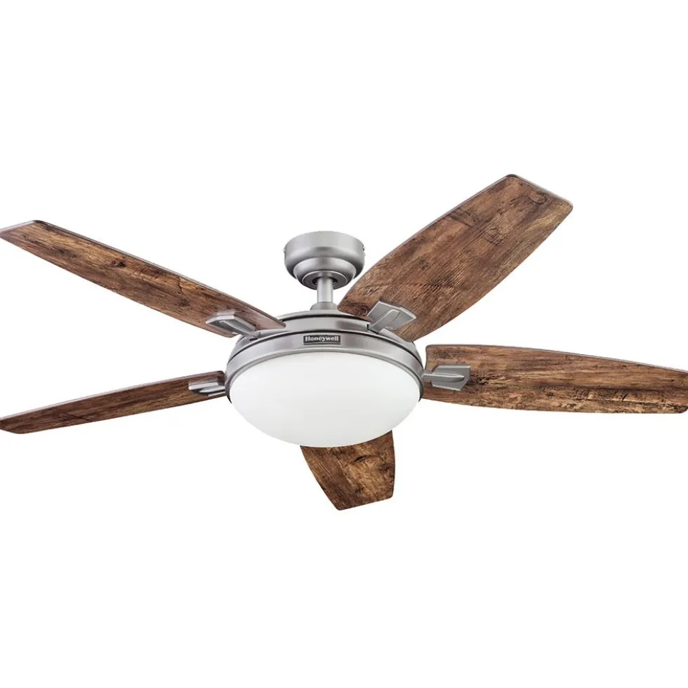 Honeywell Carmel Indoor LED Ceiling Fan with Reversible Blades, Pewter, 48-Inch - 51627