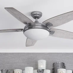 Honeywell Carmel Indoor LED Ceiling Fan with Reversible Blades, Pewter, 48-Inch - 51627
