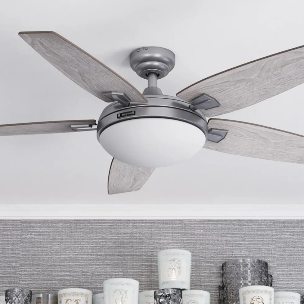 Honeywell Carmel Indoor LED Ceiling Fan with Reversible Blades, Pewter, 48-Inch - 51627