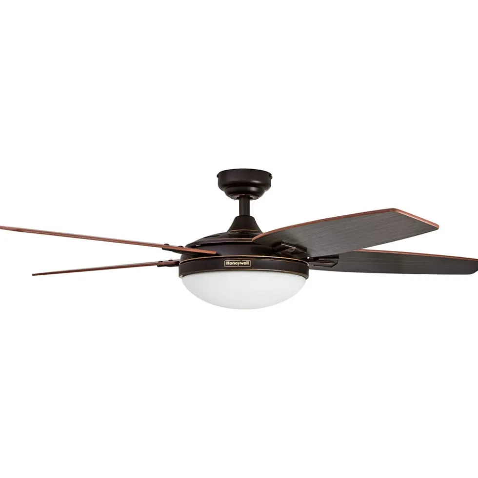 Honeywell Carmel Indoor LED Ceiling Fan with Light, Bronze, 48-Inch - 50197