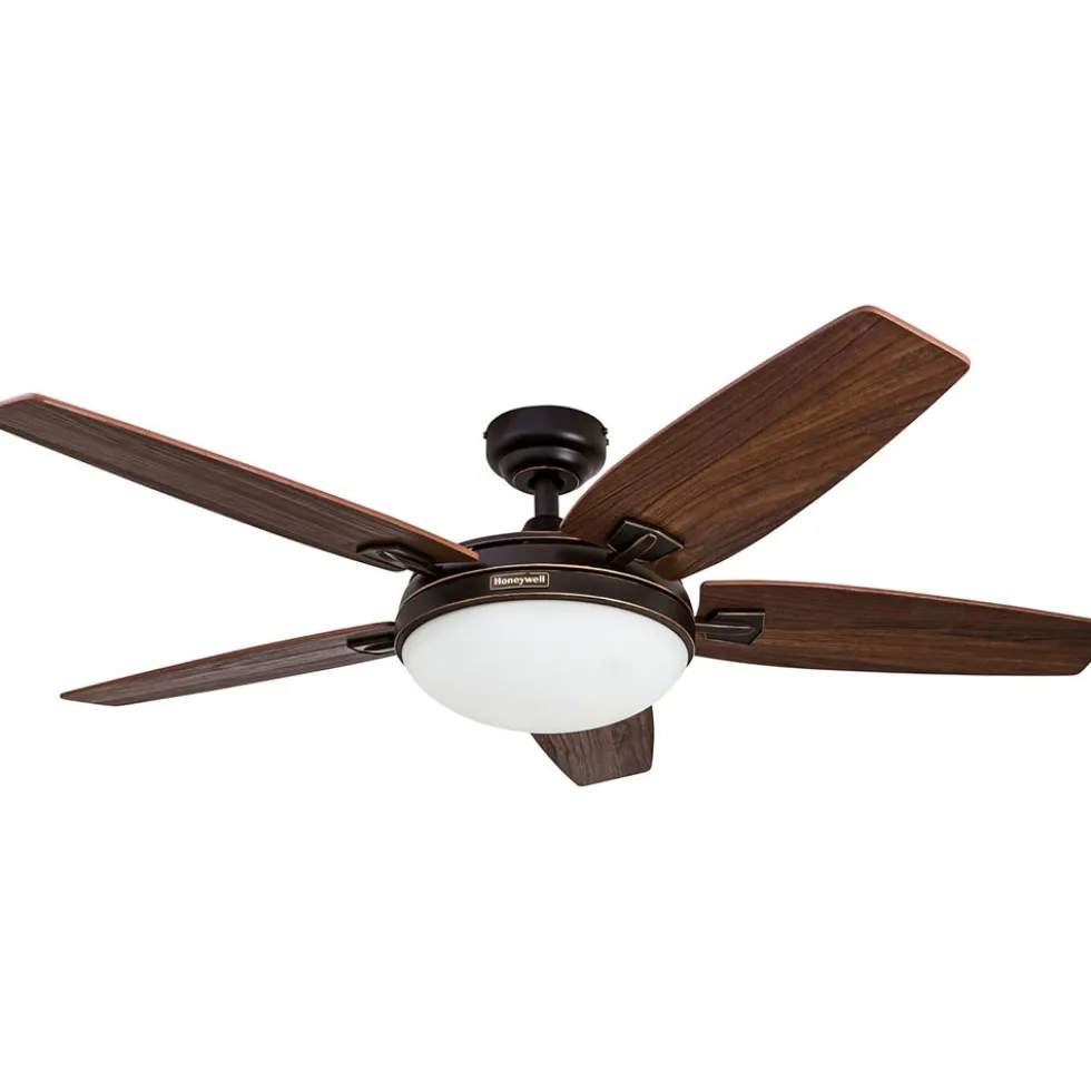 Honeywell Carmel Indoor LED Ceiling Fan with Light, Bronze, 48-Inch - 50197