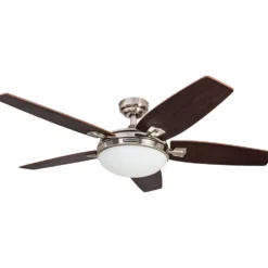 Honeywell Carmel Indoor LED Ceiling Fan with Light, Brushed Nickel, 48-Inch - 50196
