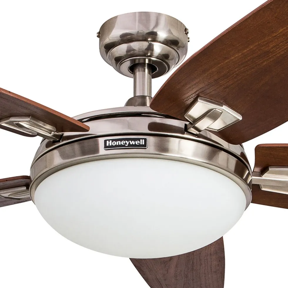 Honeywell Carmel Indoor LED Ceiling Fan with Light, Brushed Nickel, 48-Inch - 50196