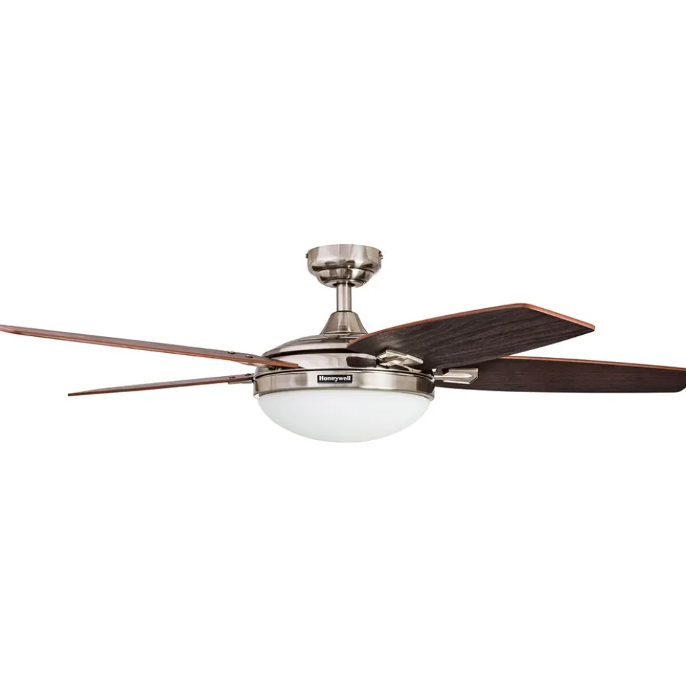 Honeywell Carmel Indoor LED Ceiling Fan with Light, Brushed Nickel, 48-Inch - 50196