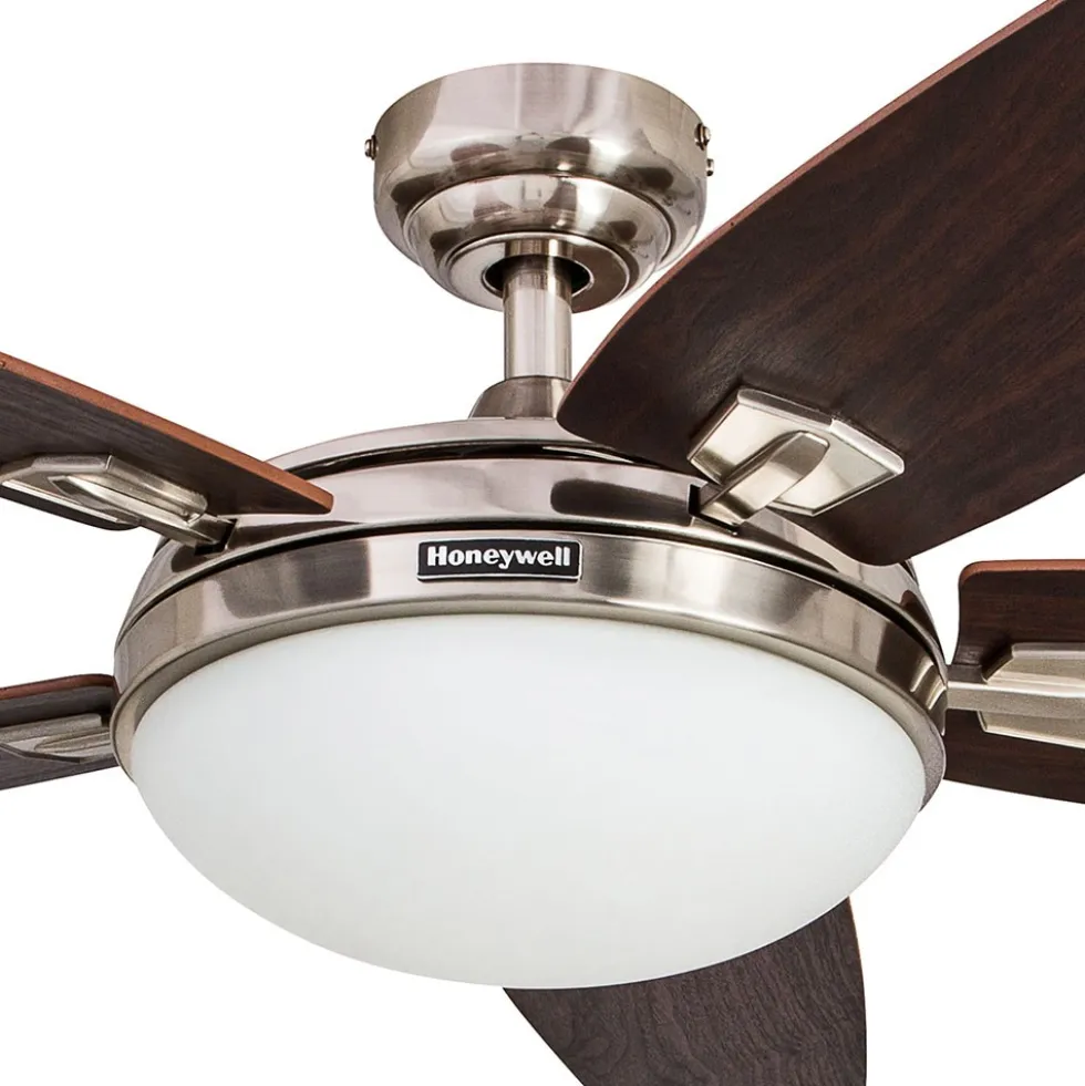 Honeywell Carmel Indoor LED Ceiling Fan with Light, Brushed Nickel, 48-Inch - 50196