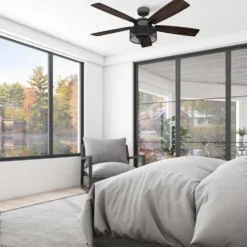 Honeywell Carnegie Ceiling Fan with Light, 52 Inch, Matte Black - 51928